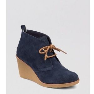 SPERRY Top sider leather wedge bootie navy